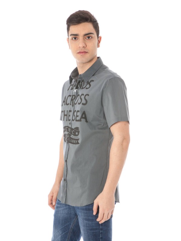COSTUME NATIONAL CAMICIA MANICHE CORTE UOMO GRIGIO